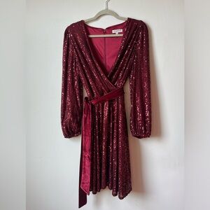 Valentine’s Day Red Sequin Belted Dress, Size 10 ❤️